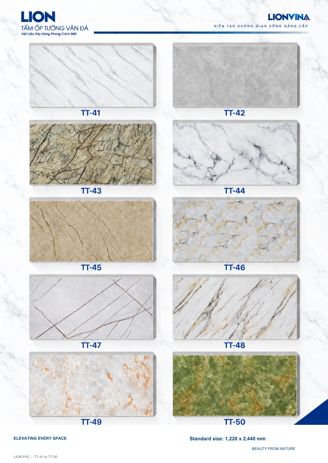 PVC LION TT-46 Sample – White with Gold Veining