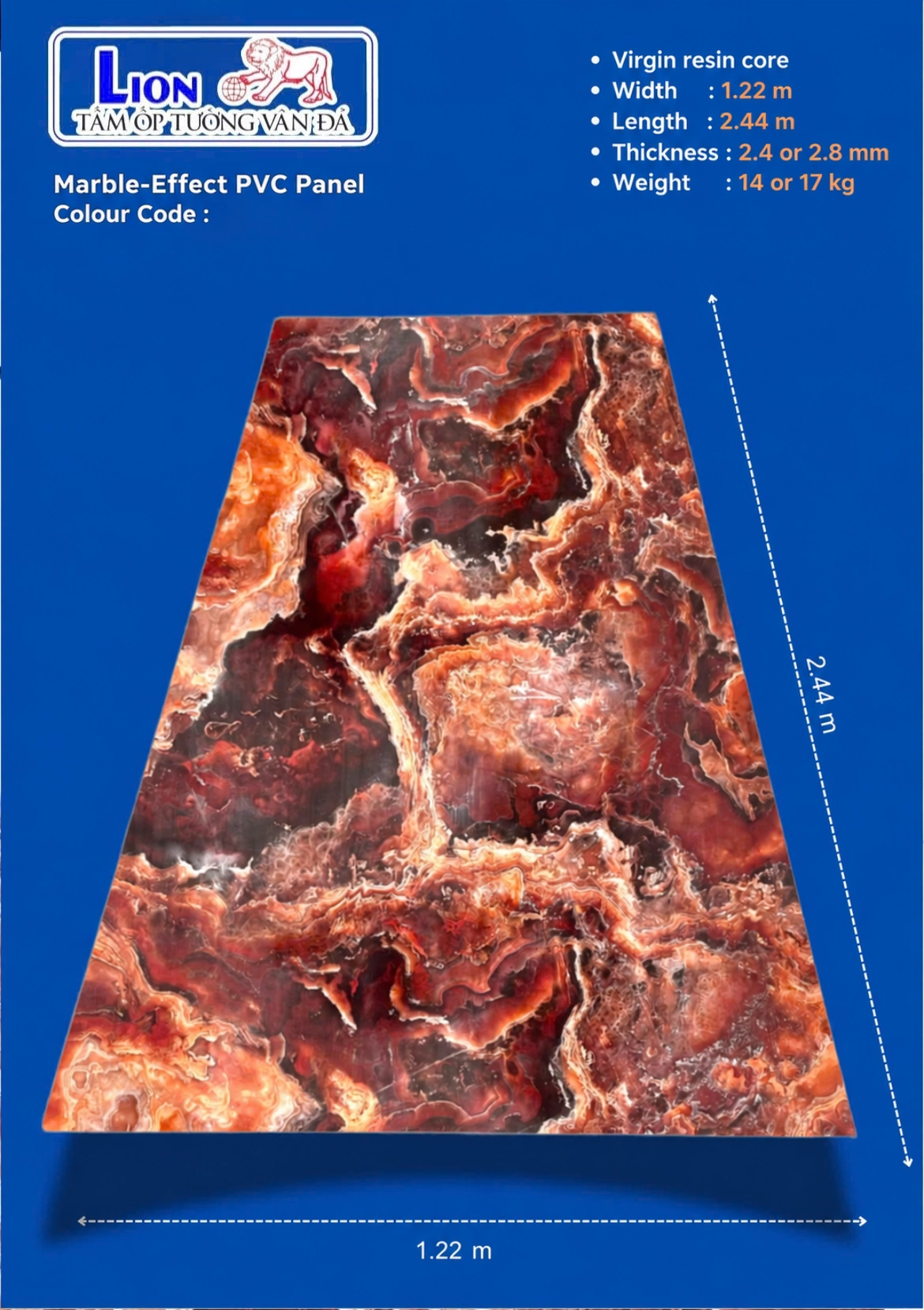 Red Marble-Effect PVC Panel – PVC Lion