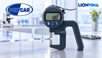 Minh họa tấm đặc POLYCAR 1,8 mm và máy đo độ dày