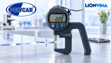 Minh họa tấm đặc POLYCAR 2,2 mm và máy đo độ dày