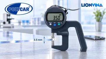 Minh họa tấm đặc POLYCAR 3,5 mm và máy đo độ dày