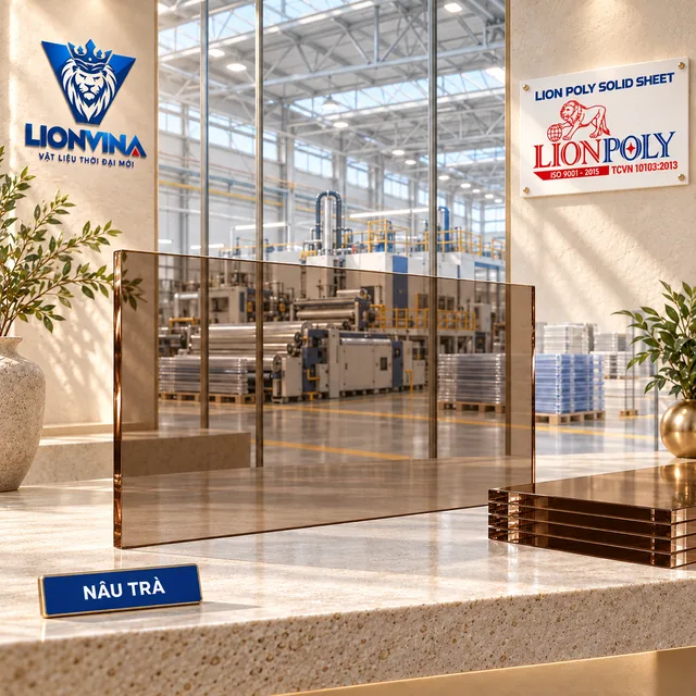 Tấm Poly đặc LION POLY — Nâu trà