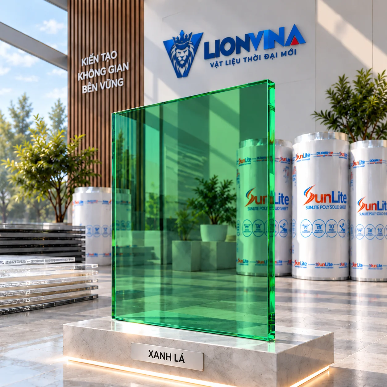 Tấm Poly SUNLITE 5 mm — Xanh lá