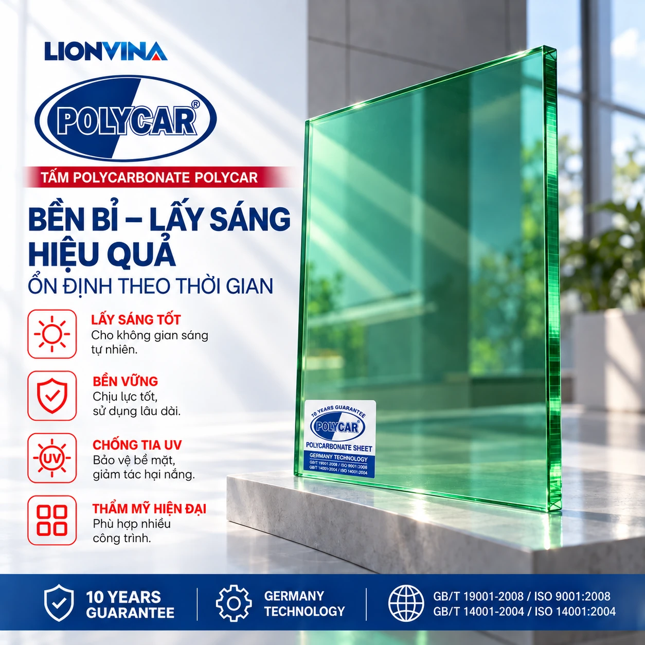 Tấm Polycarbonate POLYCAR — Xanh lá