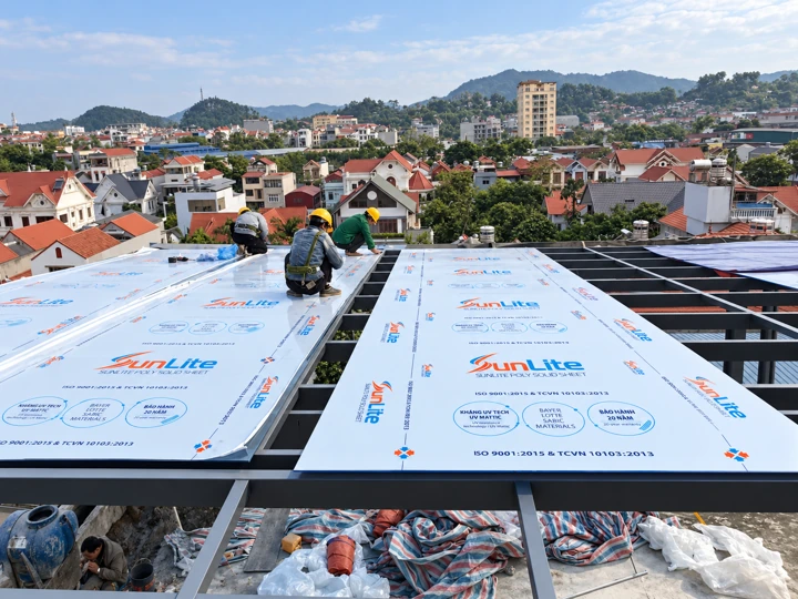 Thi công mái lấy sáng SUNLITE