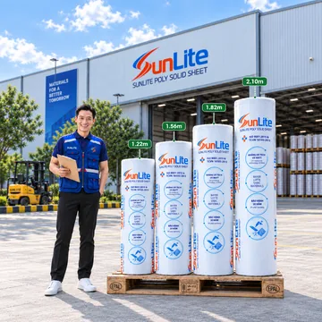 Cuộn SUNLITE với bốn khổ rộng 1,22 m, 1,56 m, 1,82 m và 2,10 m