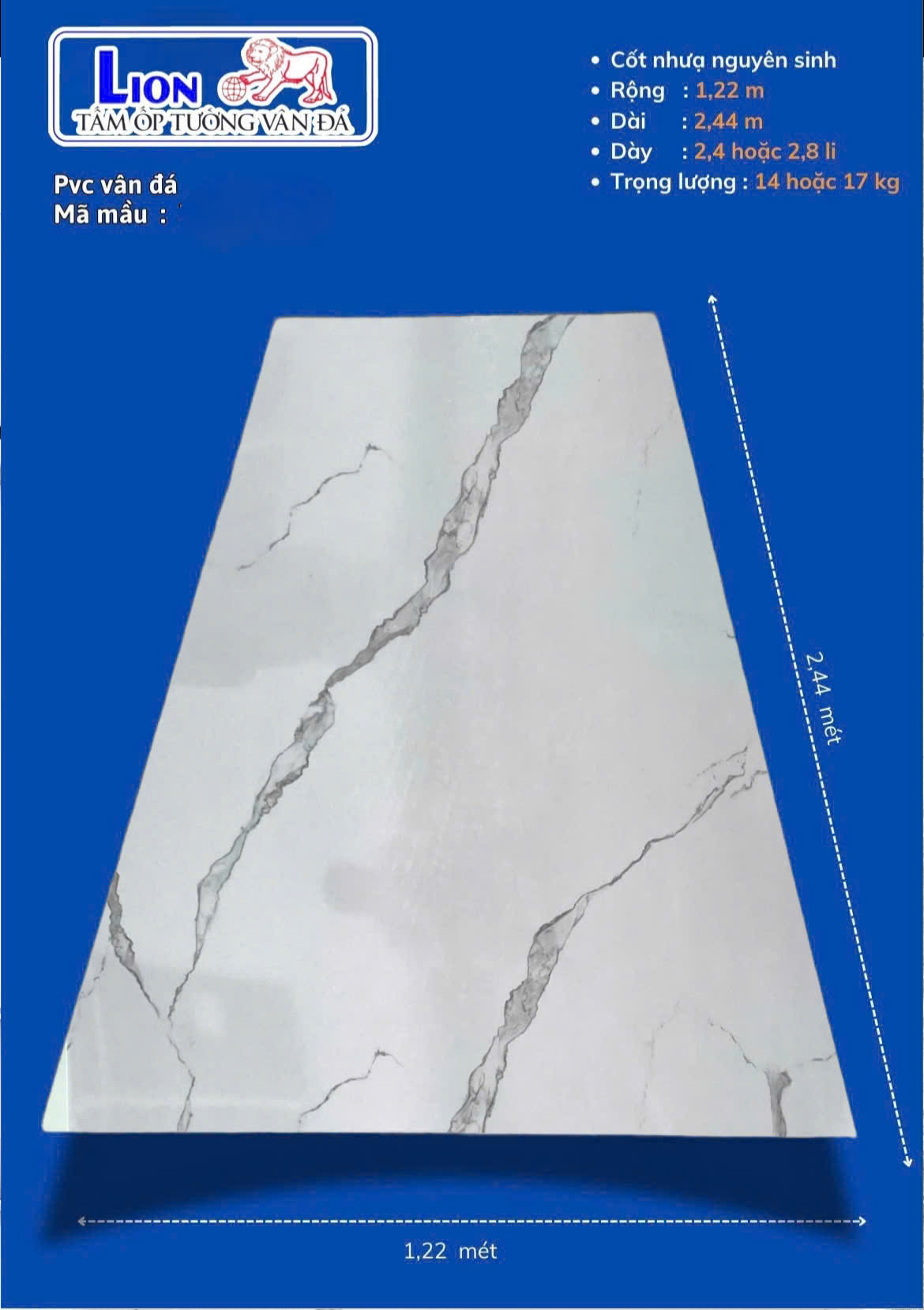 Tấm nhựa PVC vân đá trắng – PVC Lion – ảnh 2