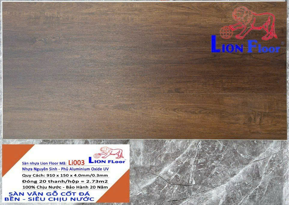 Sàn Nhựa Hèm Khóa Vân Gỗ Cốt Đá Lion Floor-LI003