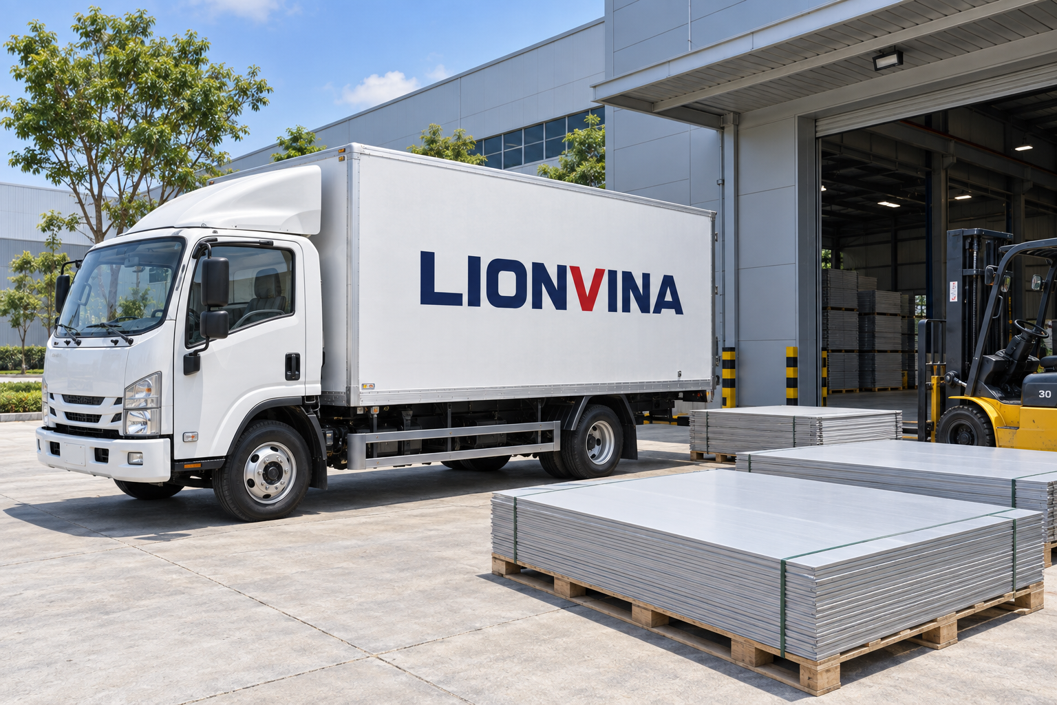 Illustration of a LIONVINA delivery truck