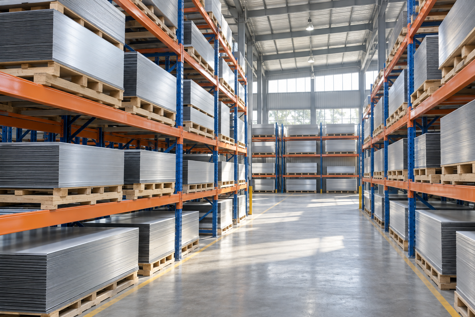 Illustration of an aluminium composite panel warehouse