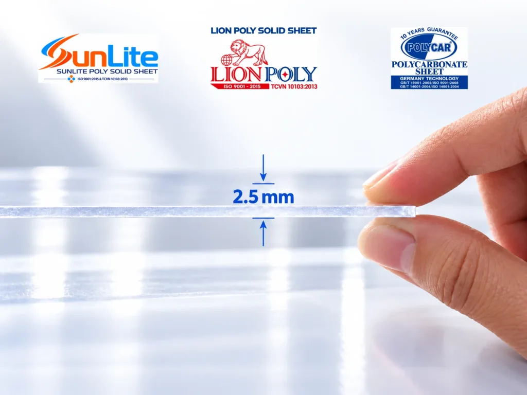 2.5 mm Solid Polycarbonate Sheets — SUNLITE, LION POLY and POLYCAR