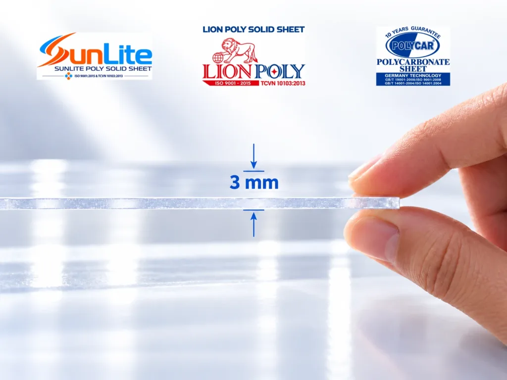 3 mm Solid Polycarbonate Sheets — SUNLITE, LION POLY and POLYCAR