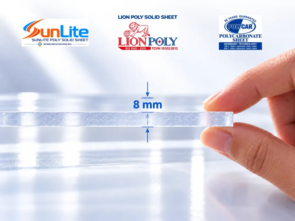 8 mm Solid Polycarbonate Sheets — SUNLITE, LION POLY and POLYCAR