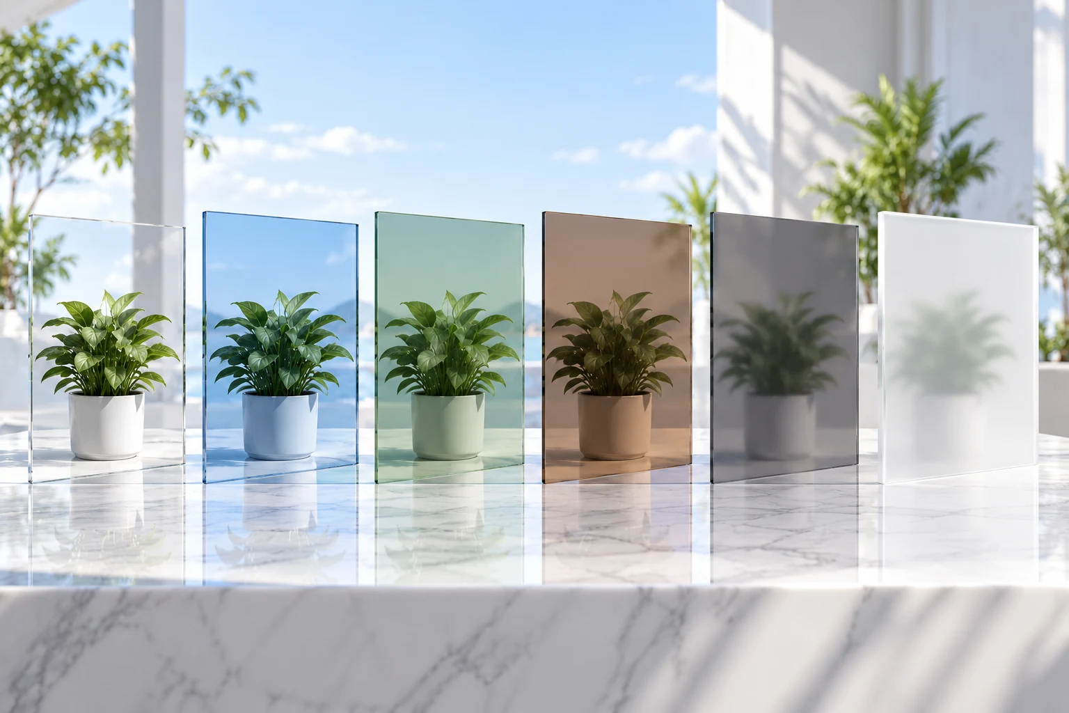 Minh họa ánh sáng và mức độ nhìn xuyên qua các tấm Poly có màu khác nhau