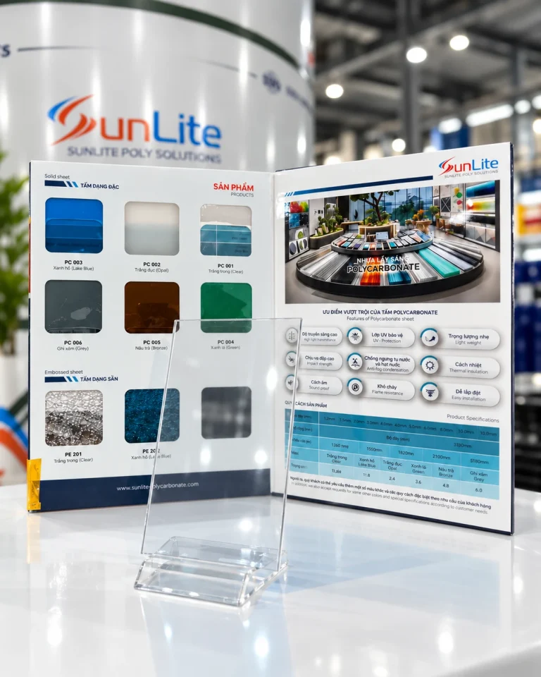 Mẫu tấm Poly SUNLITE màu Trong suốt bên catalogue