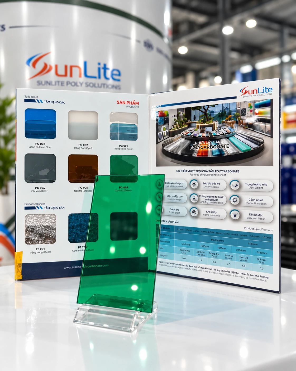 Mẫu màu Xanh lá cùng bảng màu SunLite
