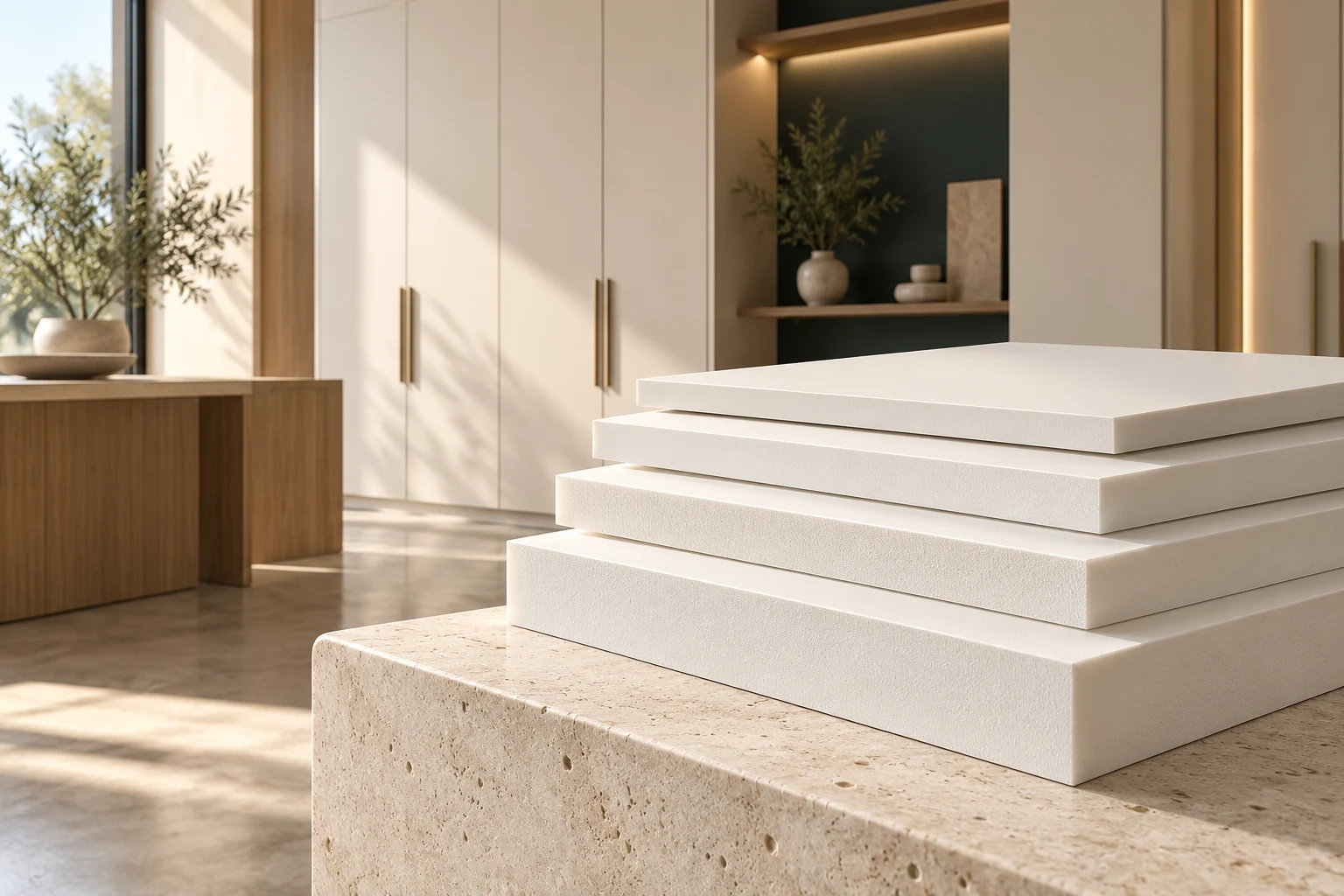 Illustration of PVC foam boards in a modern interior