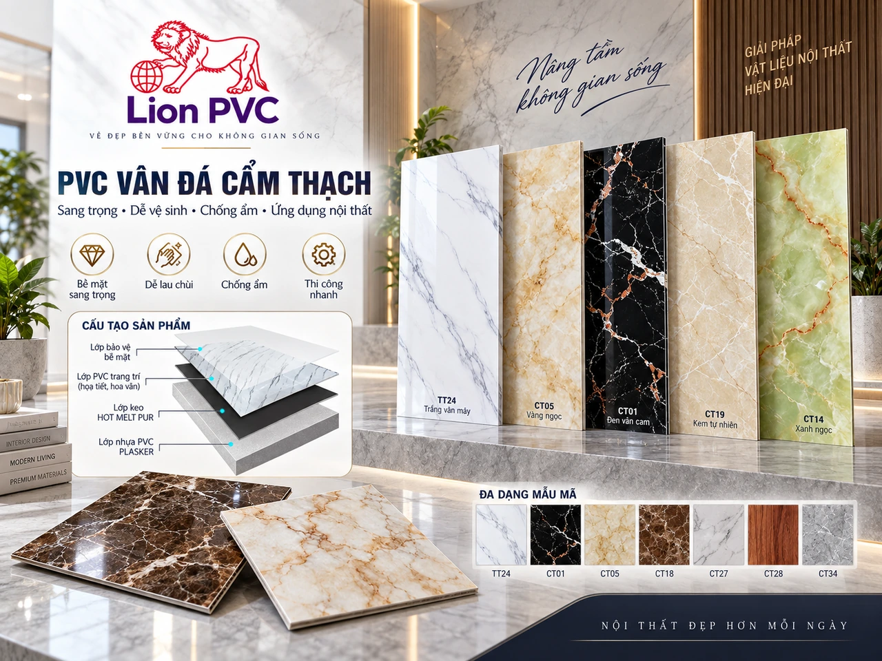 Tấm PVC vân đá